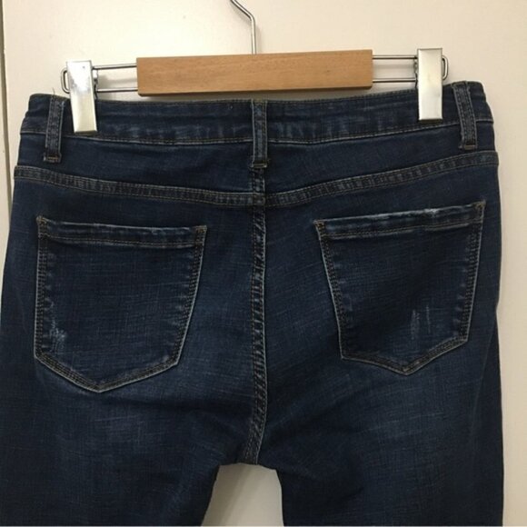 ACNE Studios Dark Wash Distressed Raw Hem Cropped Jeans - Picture 5 of 8